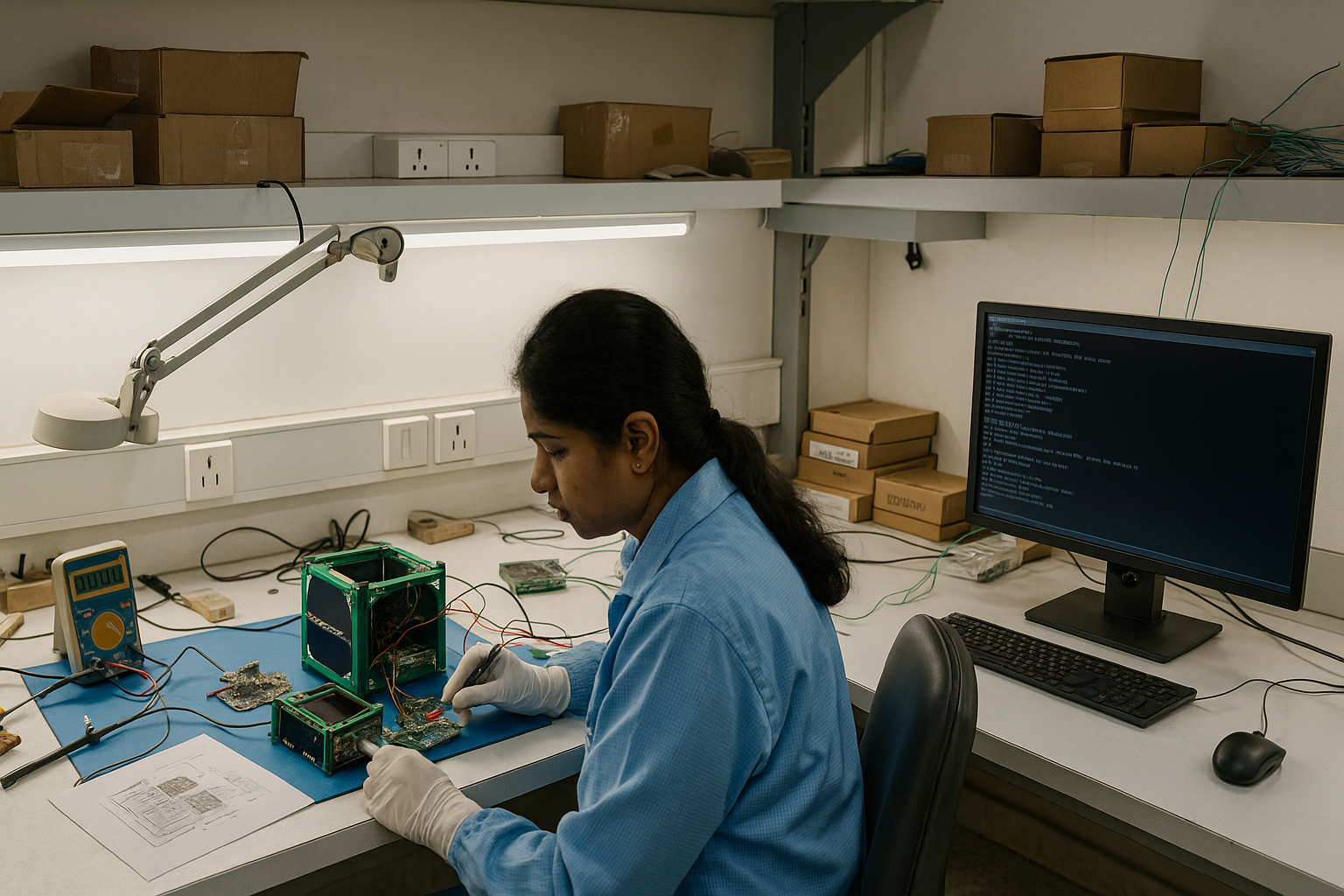 Software engineer working on satellite code